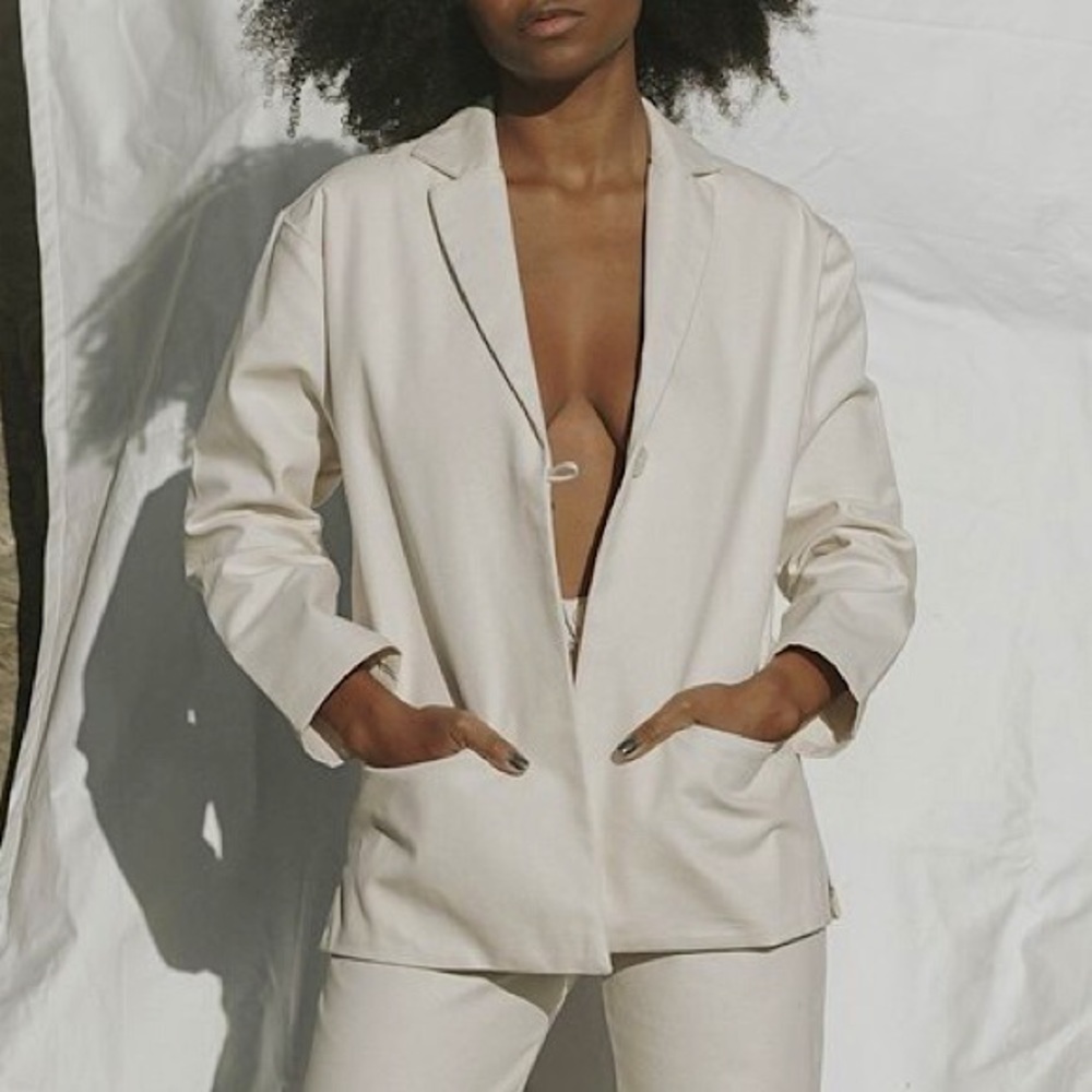 Designer: Harly Jae Nico Jacket / Blazer in Mylk / White, Extra Small